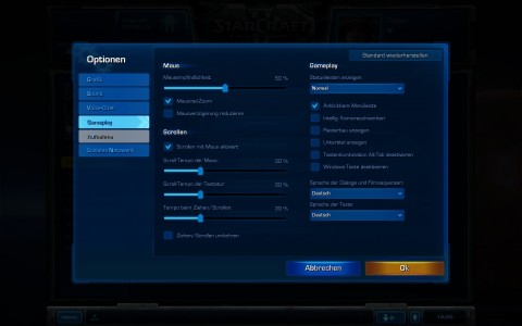 Starcraft 2 Screenshot Optionen Gameplay