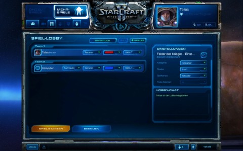 Starcraft 2 Screenshot Spiel-Lobby